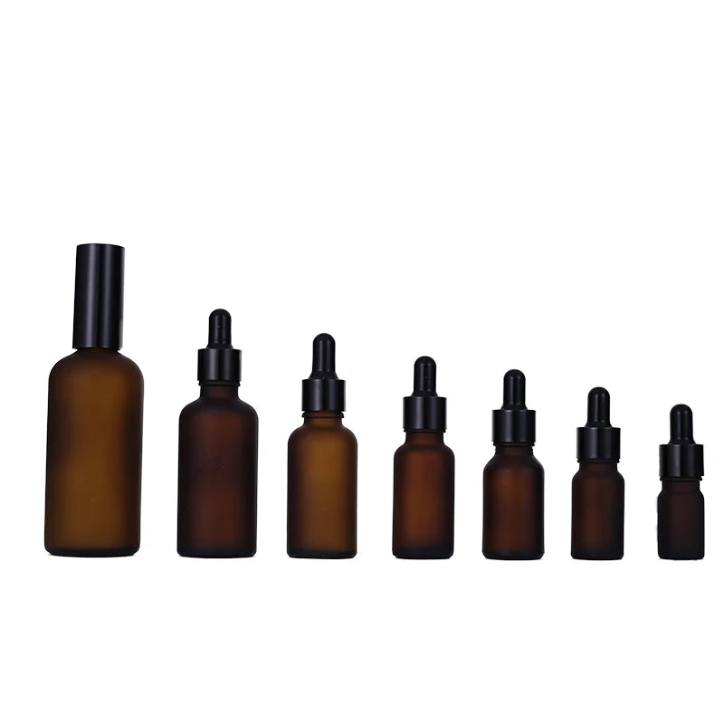 Cosmetic Packaging 10ml 15ml 20ml 50ml 100ml Frosted Amber Essential Oil Glass Dropper Bottles 30 ml Glass Jar