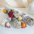 White Sage Aromatic Smudge Sticks Bundle Rose Flower Healing Crystal Set Lavender Floral Smudging Kit Home Cleansing 10cm