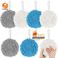 Microfiber Hand Towels Double-Sided Hanging Ball Chenille Quick Dry Absorbent for Kitchen Bathroom Spa Home Cleaning