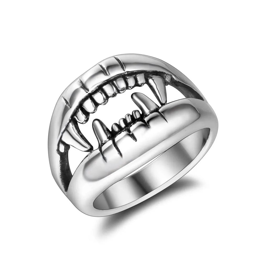 OAHLAN Fashion Jewelry Rings High Polished Animals Claw Shape Classic Crocodile Teeth Stainless Steel Ring for Men Size 7-12