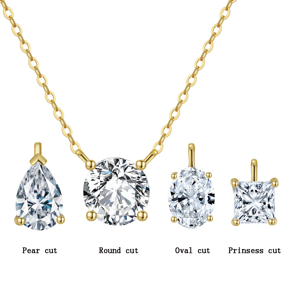 RINNTIN APN10-13 Pure 925 Sterling Silver 14K Gold Plated Cubic Zirconia Diamond Pendant Necklace for Women