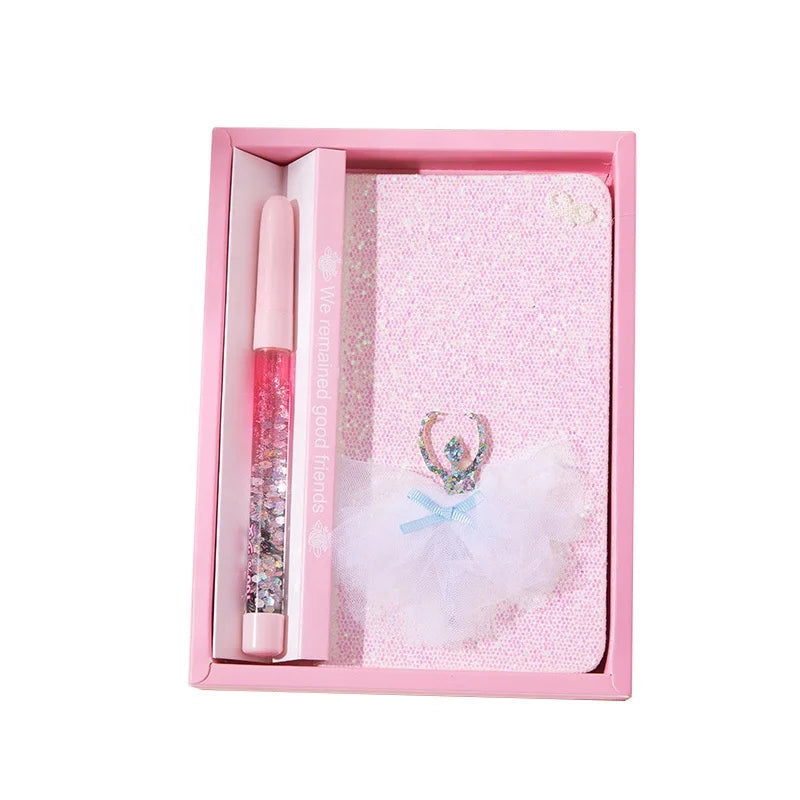Ballet Girl Diary Note Book Pen Suit Children Students Girls Stationery Gift Supplies Gel Pen Notebook Set