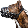 Adjustable Luxury Solid Nylon Pet Collar Leash Padded Ribbons Breathable Reflective Anti-Bite Muzzle for Larger Breeds Pitbull