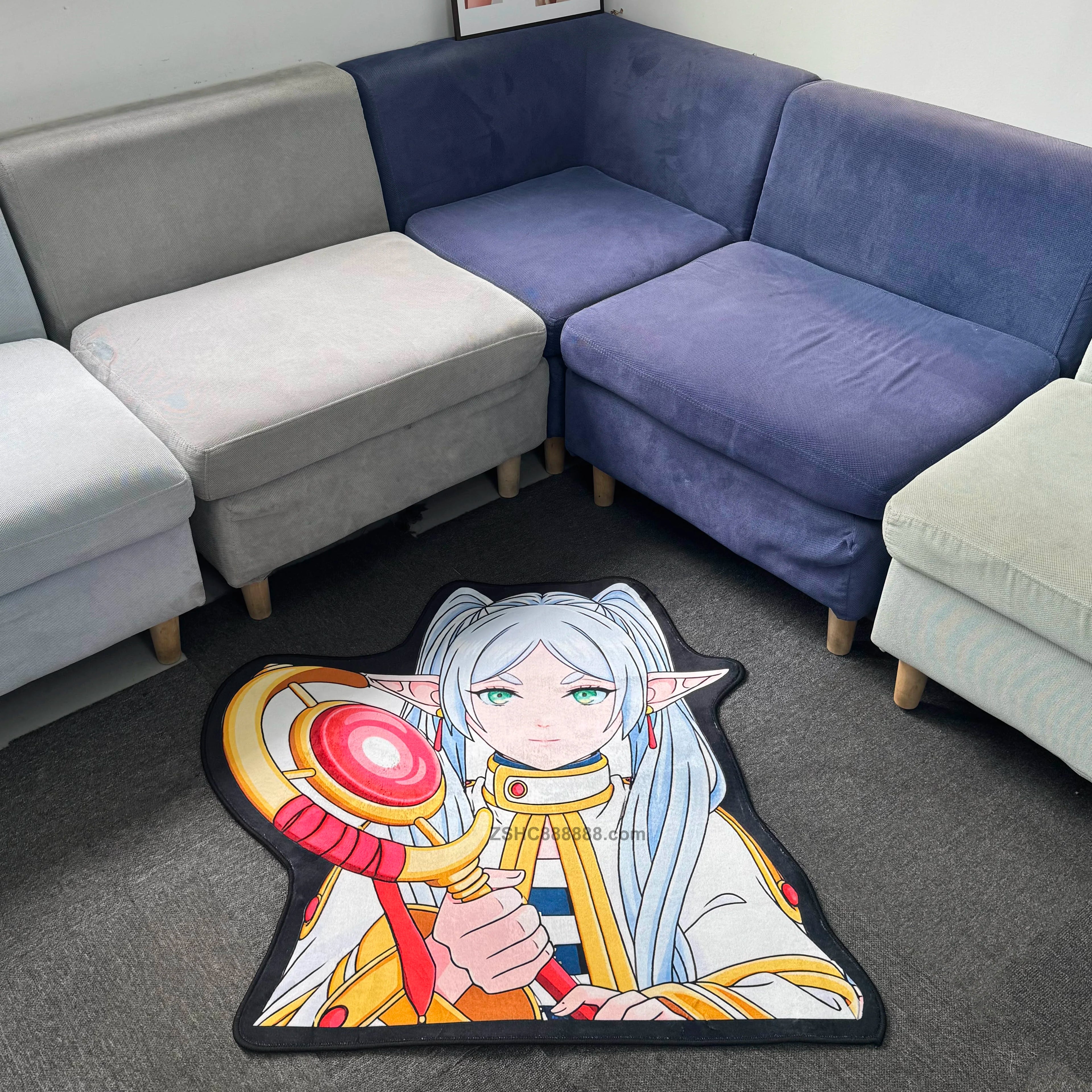 Frieren Anime Carpet and Rug PET Friendly Washable Anti-Slip Eco-Friendly Thick Flat Pile Rug for Living Room