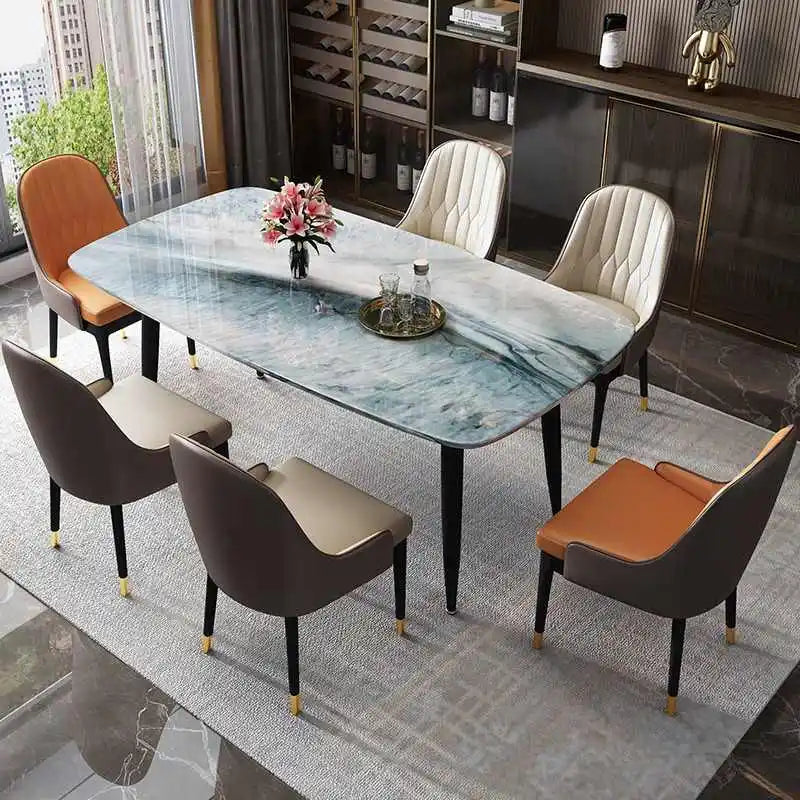 Modern Home Furniture Outdoor Dining Table Chair Set Metal and Panel Wood Style for Apartment Bathroom Entry