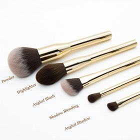 Best Selling 5pcs Private Label Professional Vegan Luxury Gold Ferrule Golden Metal Handle Face Makeup Brush Set