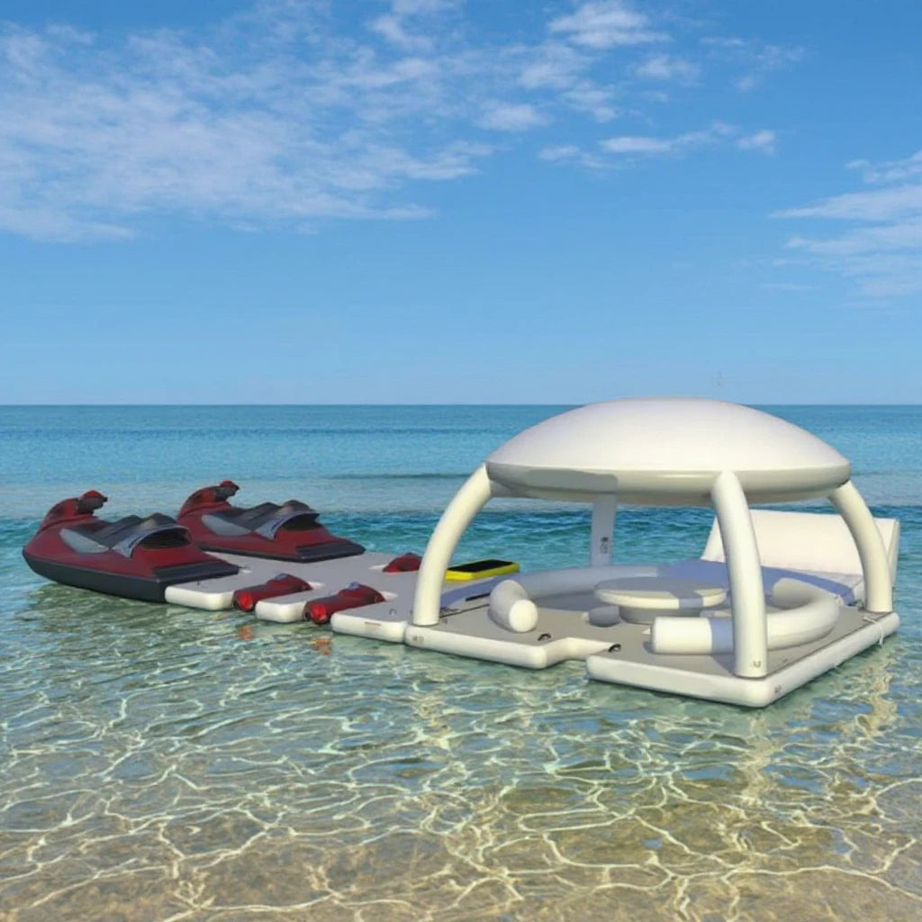 Inflatable Water Floating Sun Deck Party /Commercial Inflatable Floating Dock Party Platform With Tent
