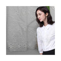100% Embroidery Cotton Fabric Woven White Pink Wave Stripe Eyelet Embroidery Voile Lace Fabric Swiss Cotton for Girl's Dress