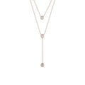 New Trendy Double Layered Rose Gold Zircon Necklace Stainless Steel Crystal Choker Necklace for Girls