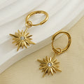 BM Eco-friendly Hypoallergenic 18K Gold Stainless Steel Pendant Earrings Vintage Sunflower Earrings