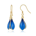 YBO 18K Gold Plated White Blue Tulip Pendant Earrings for Women Fine Jewelry for Wedding or Party Trendy Style