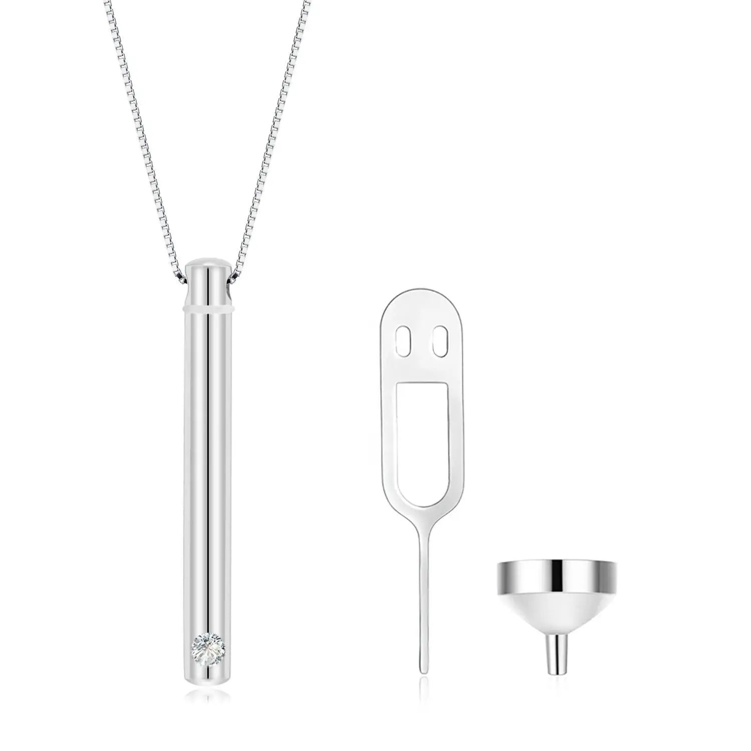 Fine Jewelry 925 Sterling Silver Cremation Cylinder Memorial Urn Necklace for Ashes
