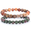 Factory Supply Hot Sale Rough Stone Bracelet Mossy Leopard Stone Beads Bracelet Praying Buddha Beads Bracelet