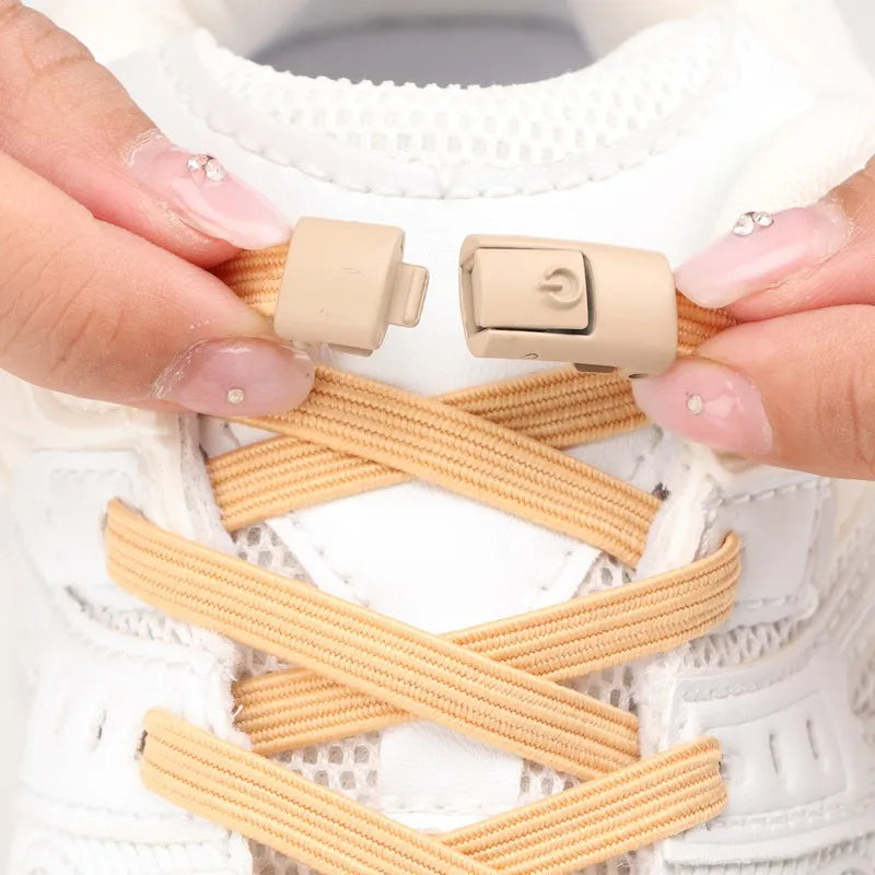 2023New Press Colorful Lock Shoelaces Sneaker Flat Lazy Shoelace No Tie Shoe Laces Without Ties Elastic Shoelaces