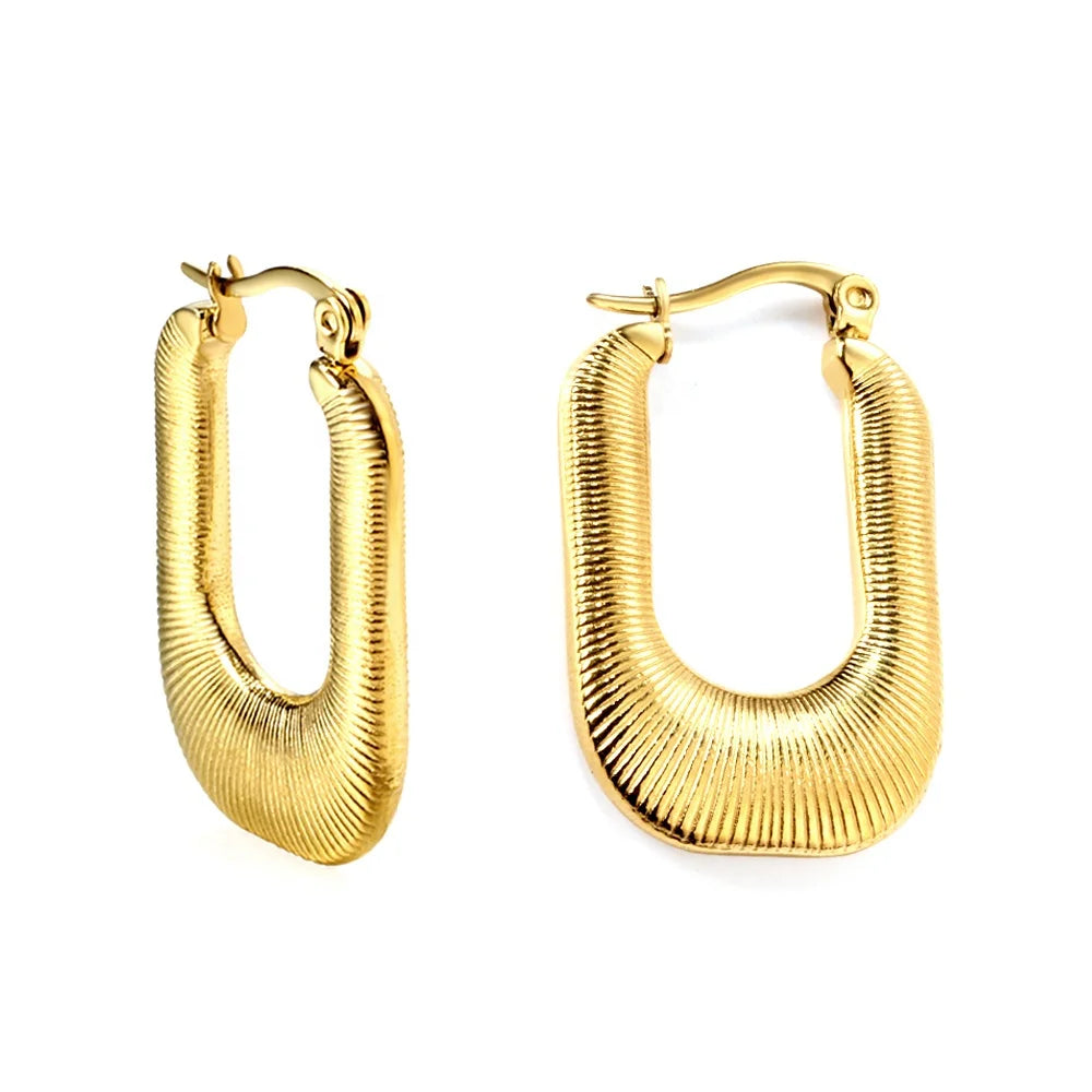 New Fashion Jewelry 2023 Hypoallergenic Gold Plated U Shape Earrings Tarnish Free Stainless Steel Hoop Earrings Jewelry Women