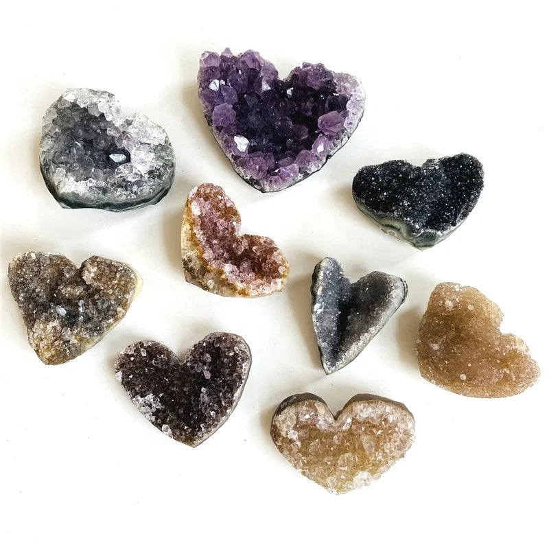 Wholesale Heart Shape Natural Purple Crystal Geode Cluster Healing Uruguay Amethyst Geode Heart for Decoration