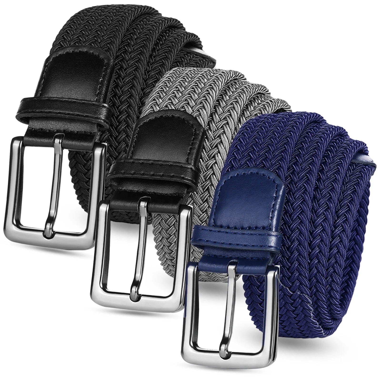 OEM Custom Logo Alloy Buckle for Men and Women Woven Stretch Braided Elastic Fabric Belts for Golf Sport Fashion Custom Color
