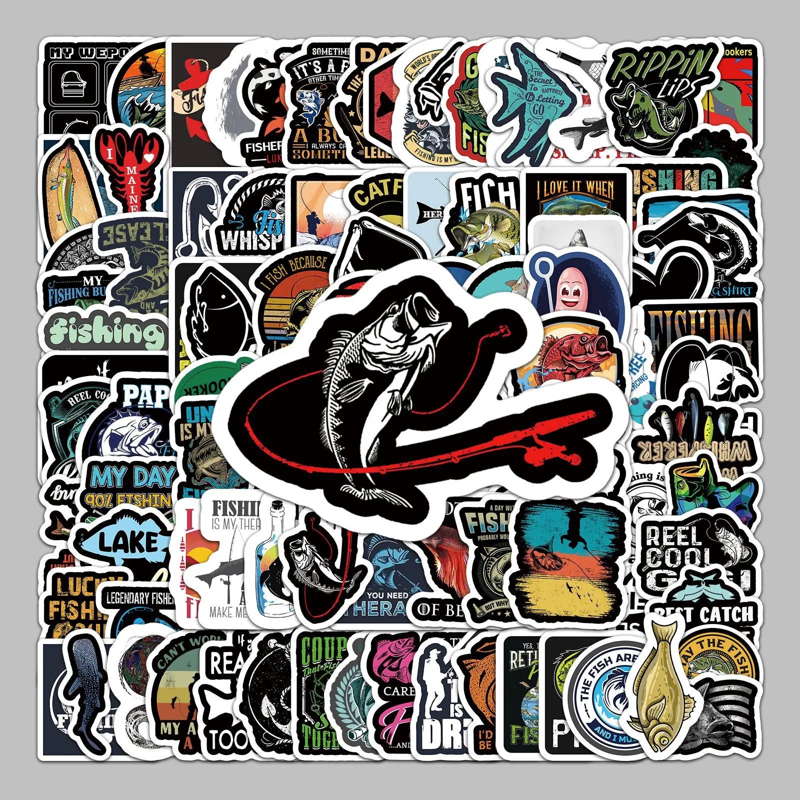 100PCS Waterproof Go Fishing Graffiti Sticker UV Resistance for Car Bottle Skateboard Decorative Sticker