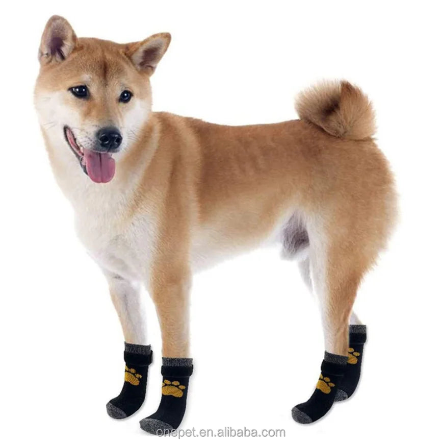 New Arrival Cozy Dog Paw Slip-On Socks Medium Large Print Pet Socks Breathable Cotton Material