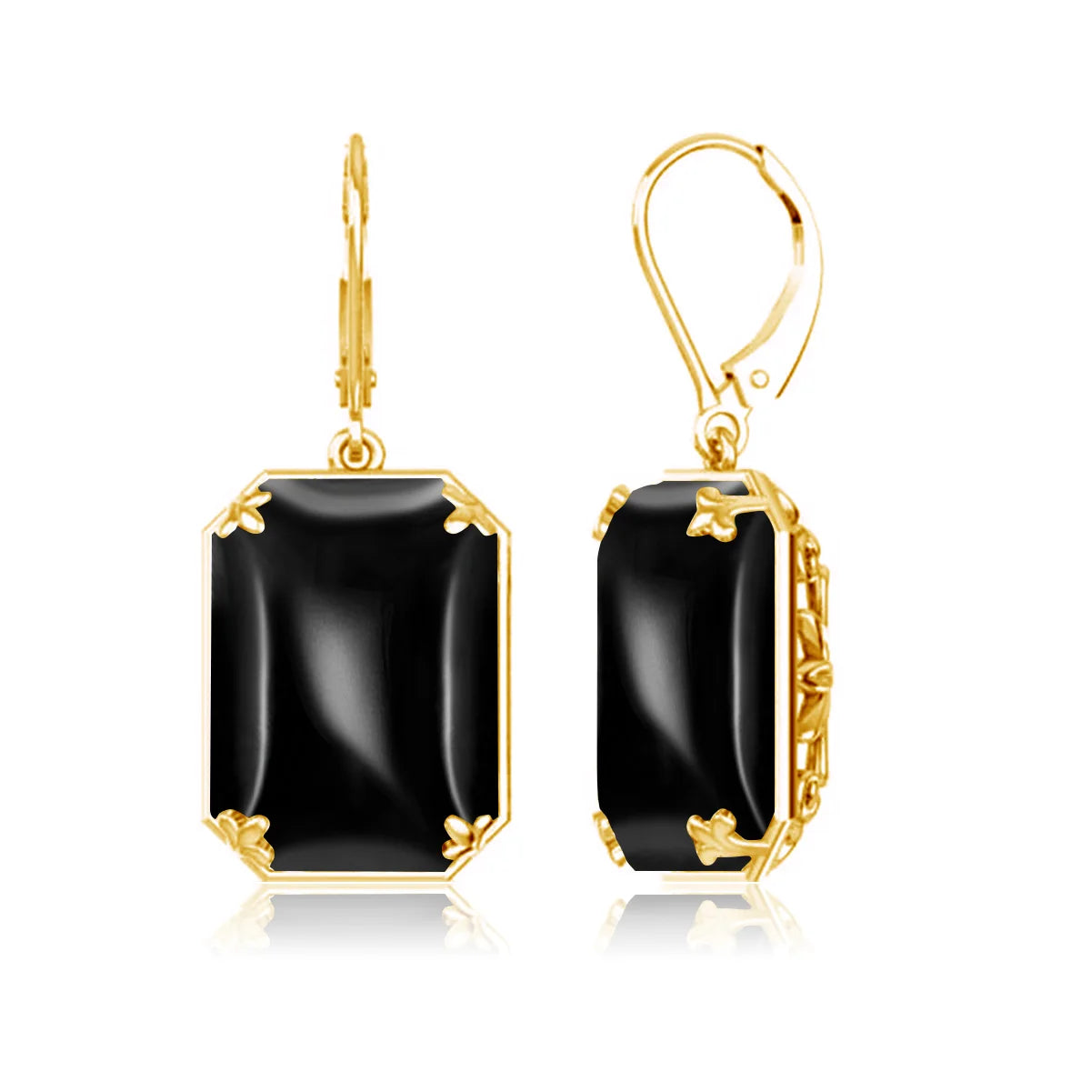 Fine Jewelry Vintage Baroque Art Delicate Filigree Natural Black Onyx Agate 925 Sterling Silver Women Gemstone Drop Earrings