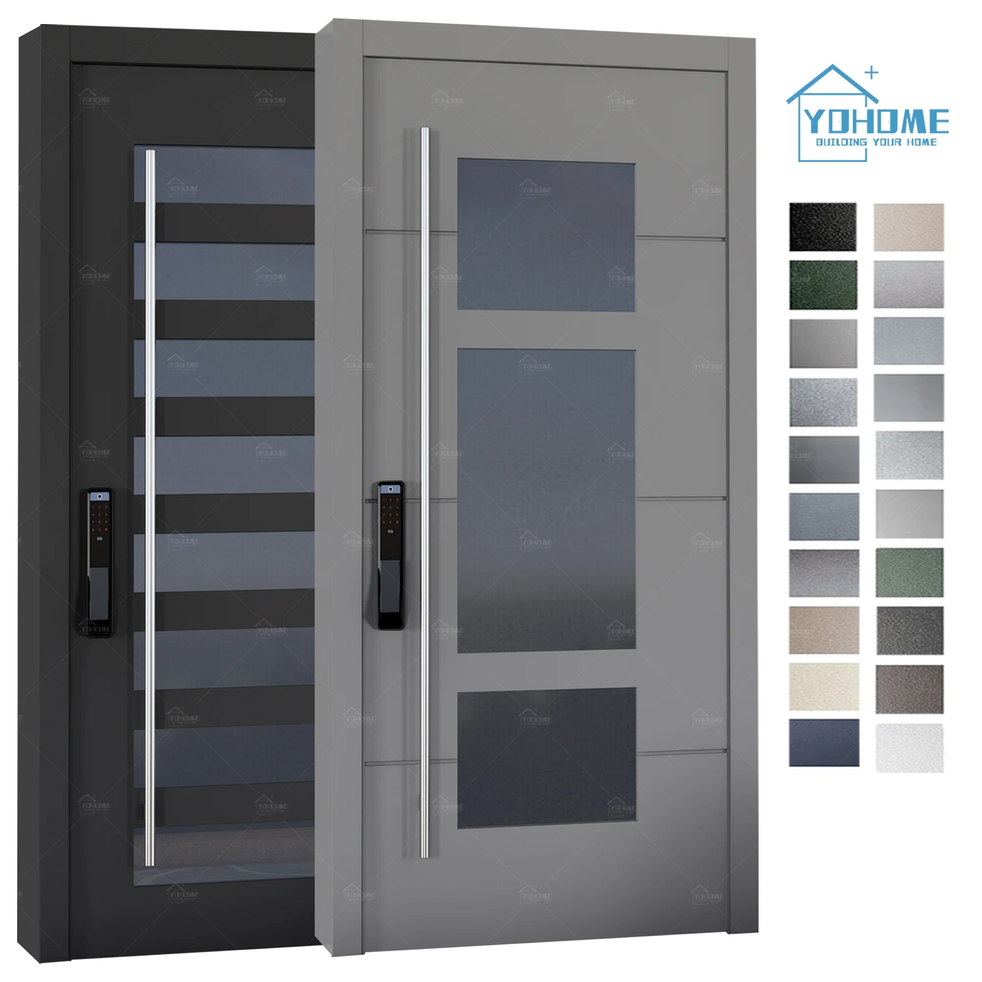 Saudi Arabia Standard Villa Main Gate Design Windproof Entry Pivot Front Door for Villa Aluminum Entrance Front Pivot Door