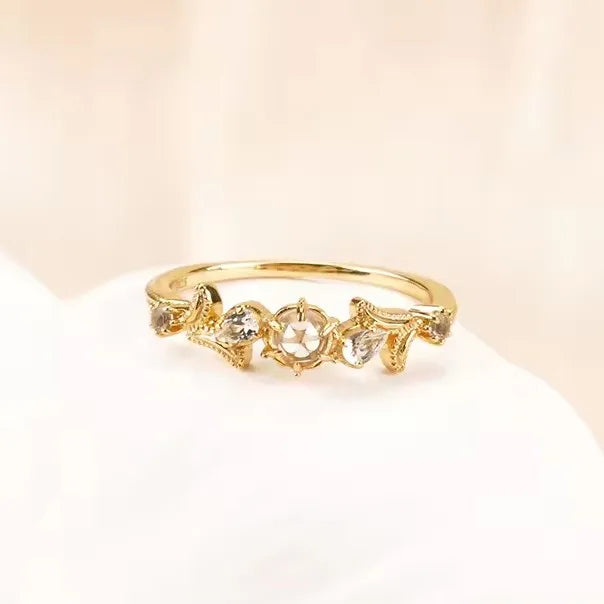 Wholesale 925 Sterling Silver White Crystal Rings Stackable Natural Topaz Multi Stone Jewelry Vintage for Women's Wedding Party