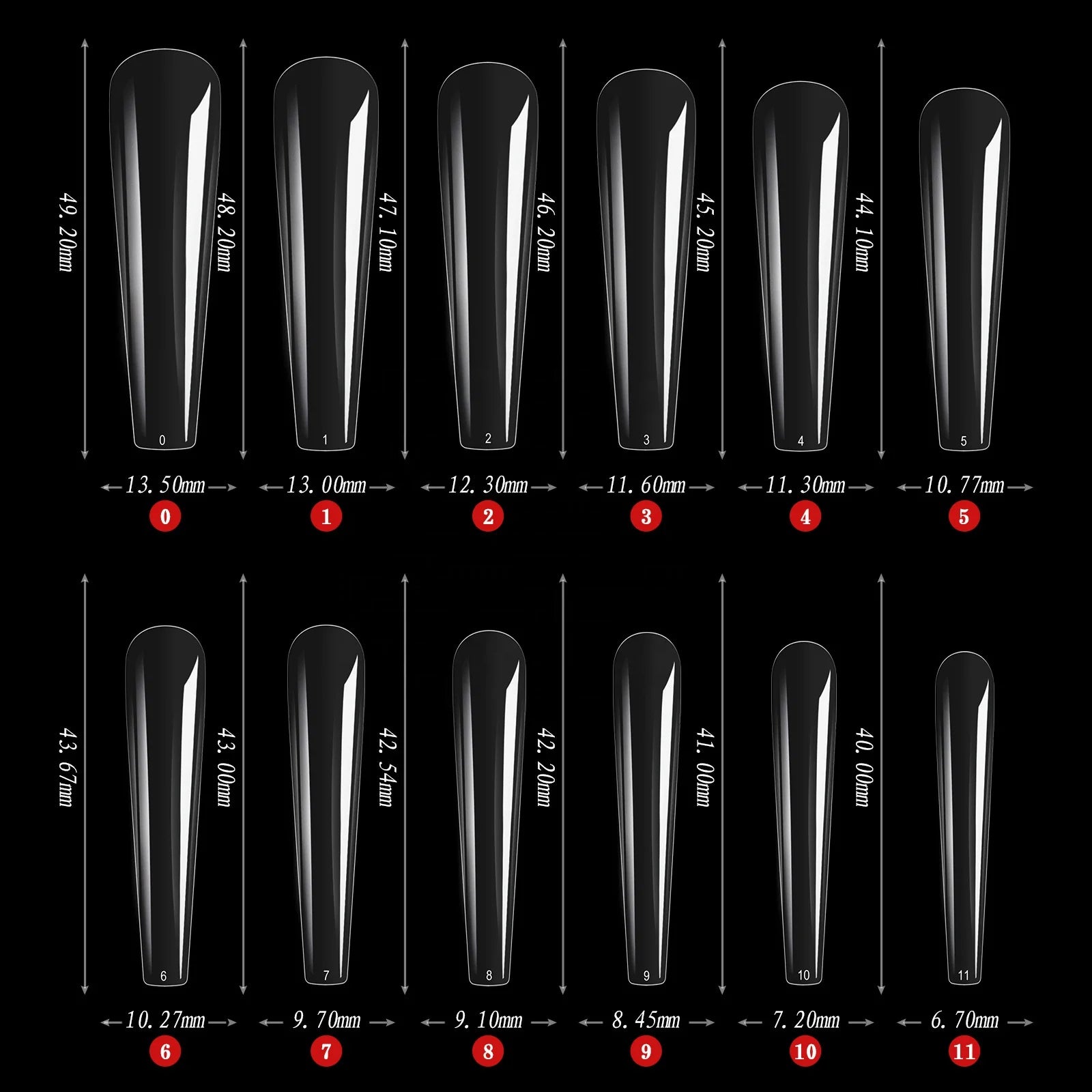 504pcs 3xl Soft Gel Coffin Square Nail False Clear Straight Stiletto French Ballerina No C Curve Almond 3xl Full Cover Nail Tips