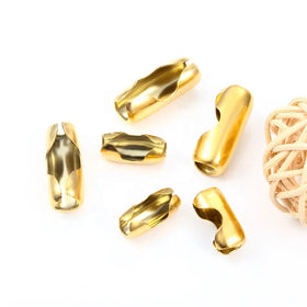 Stainless Steel Ball Chain Connector Clasps with Gold End Beads Crimp for DIY Jewelry Making Essential Findings Components