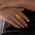 2024 Dazan New Winter HOT INS Trendy 18k PVD Gold Plated Stainless Steel Neo Gothic Knot Irregular Tie Ring Cowgirl Jewelry