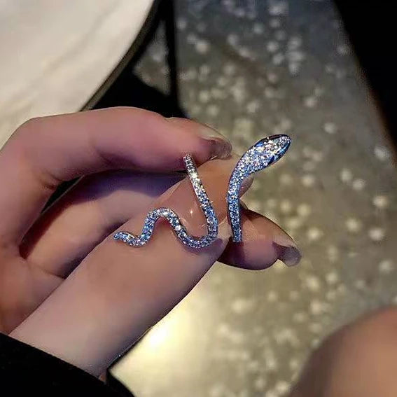 Statement Friends Holiday Gift Jewelry Premium Open Index Finger Ring Niche Design Snake Ring for Women Girls