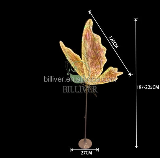 Modern Wedding Stage Luminous Colorful Butterfly Road Guide Motif Lights Reception Area Hall Ceiling Layout Ornaments Props