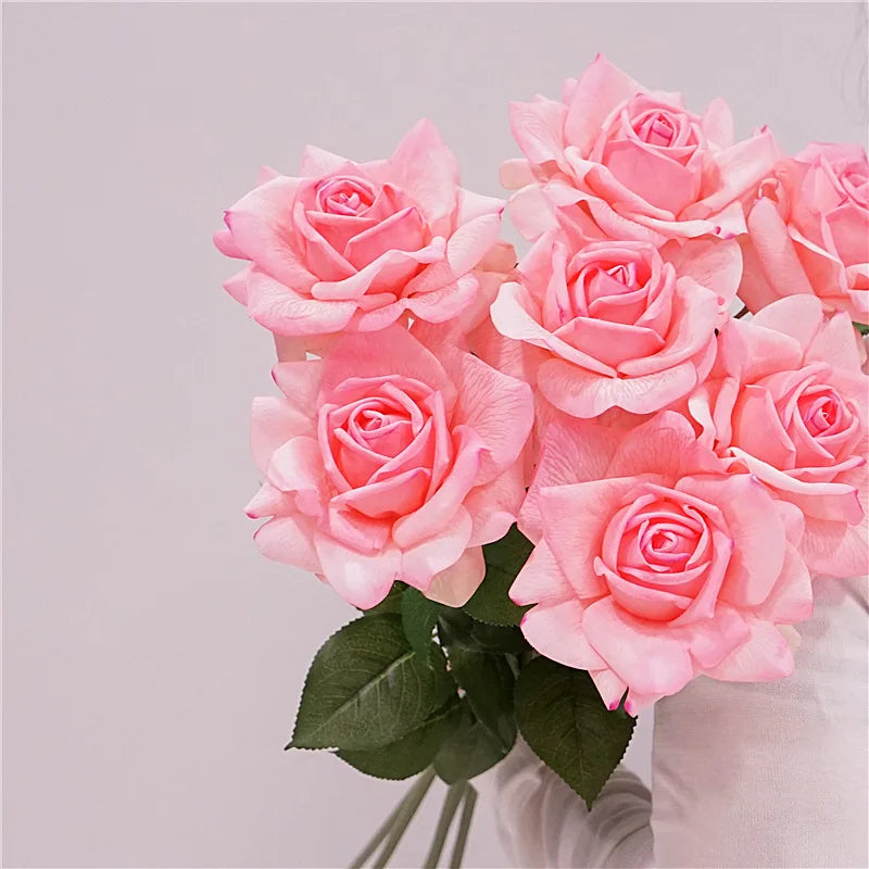 AF10901 Wholesale Artificial Roses Silk Flowers Roses Pink Red Single Rose Flowers for Home Wedding Decoration Party