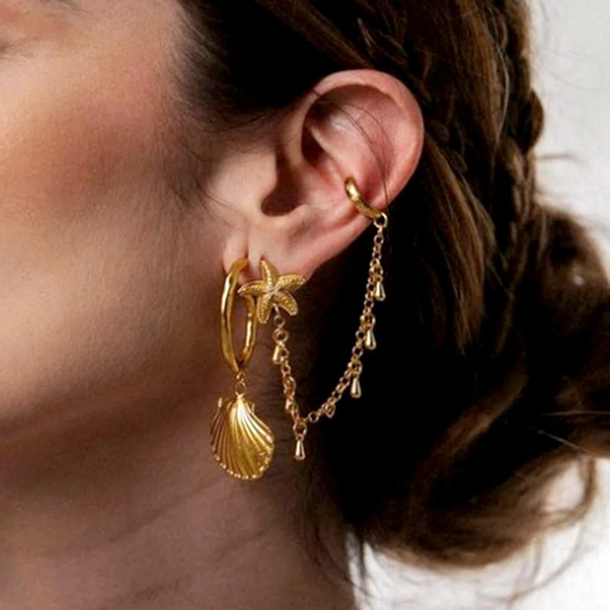 New Style Dainty 18K Gold Plated Stainless Steel Jewelry Waterproof Simple Bamboo Hoop Earrings for Women