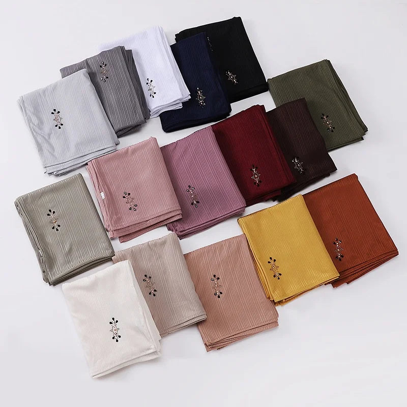 Zifeng OEM Braided Turban Wholesale Elastic Striped Diamond Jersey Muslim Scarf