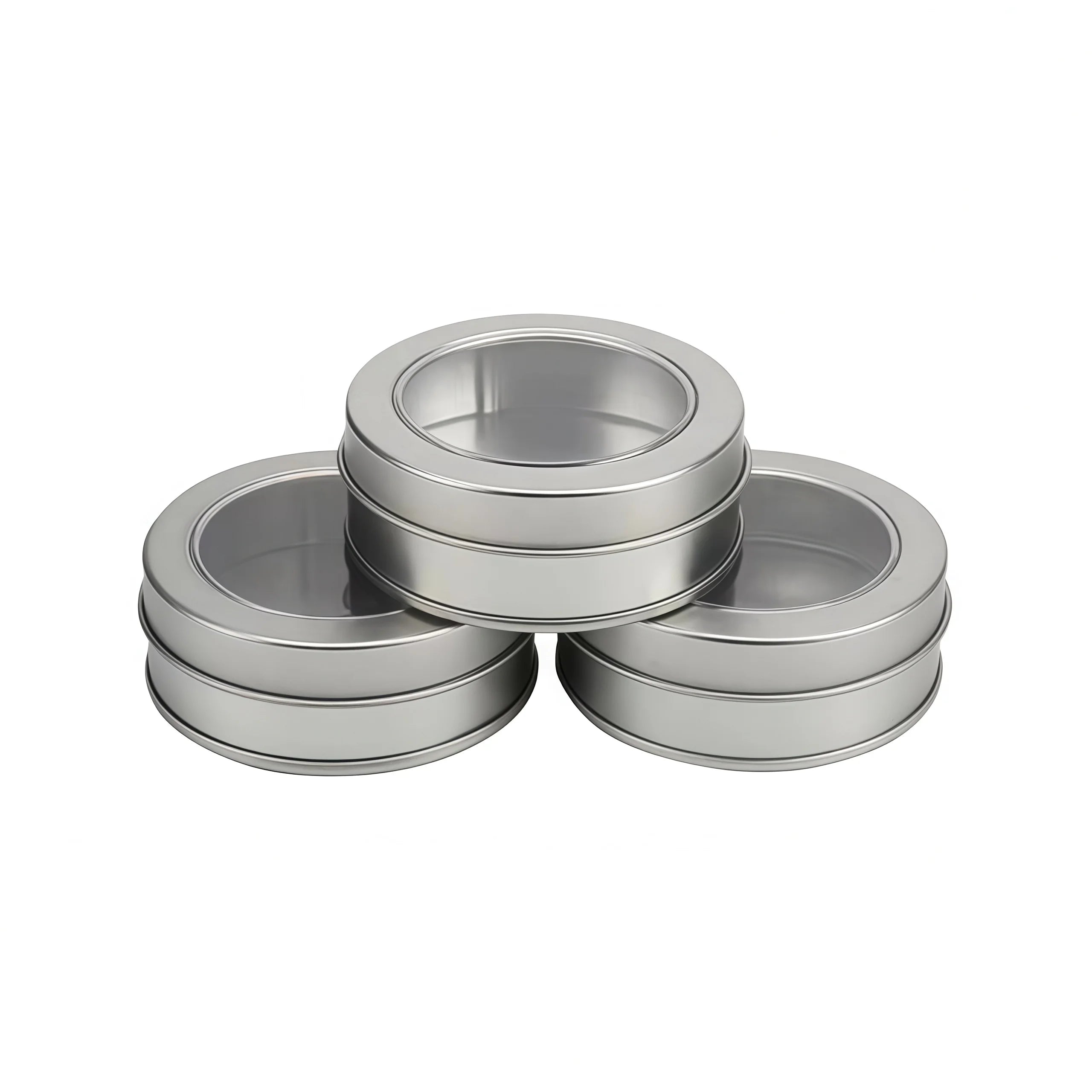 65dia X 25H mm Round Tin Box With Window for Gifts Accessories Tools Chocolate Candies Watches