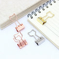 Rose Gold 19mm Small Cute Binder Clips Hollow Out Bear Animal Shape Metal Photo Ticket Clamp Bookmark Kawaii Stationery