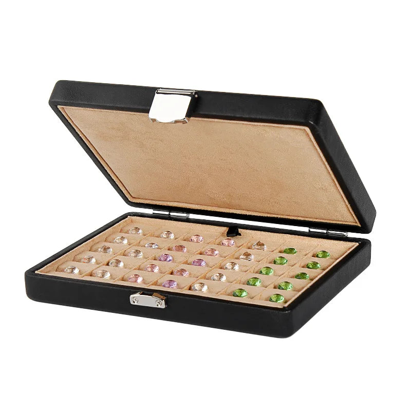 Wholesale Suede Set Chain Box Rectangular Naked Diamond Storage for Necklaces Pendants Plastic Jewelry Leather Storage Spot