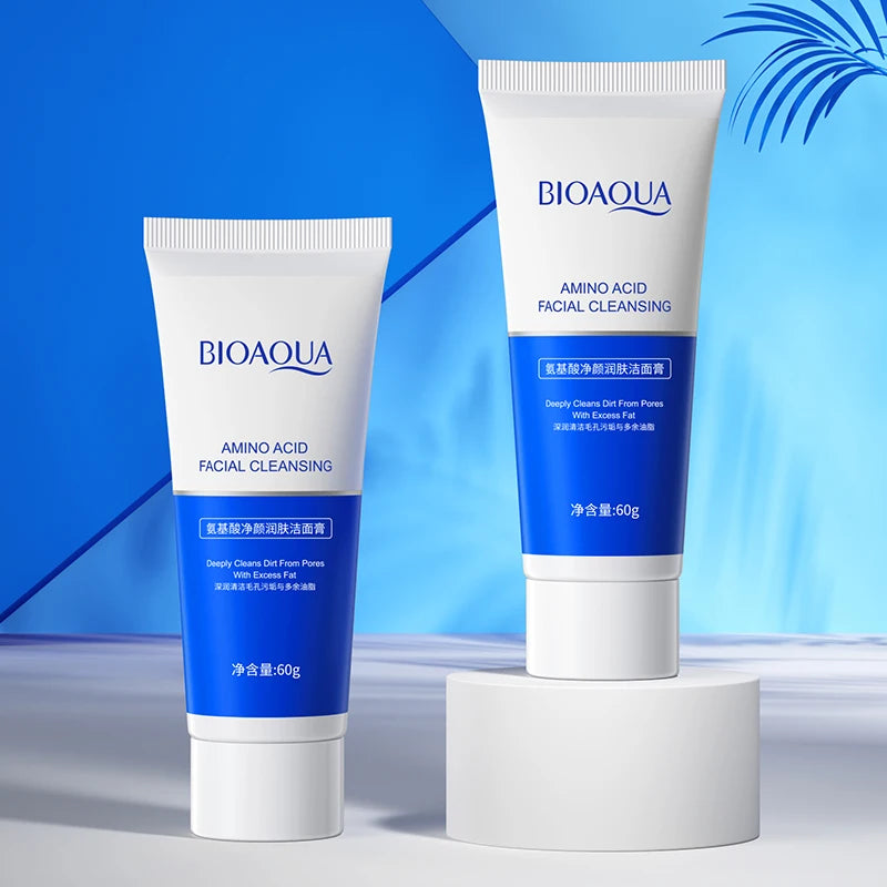 OEM BIOAQUA Private Label Amino Acid Face Wash Wholesale Moist Whitening Hypoallergenic Foam Cleansing Face Cleanser