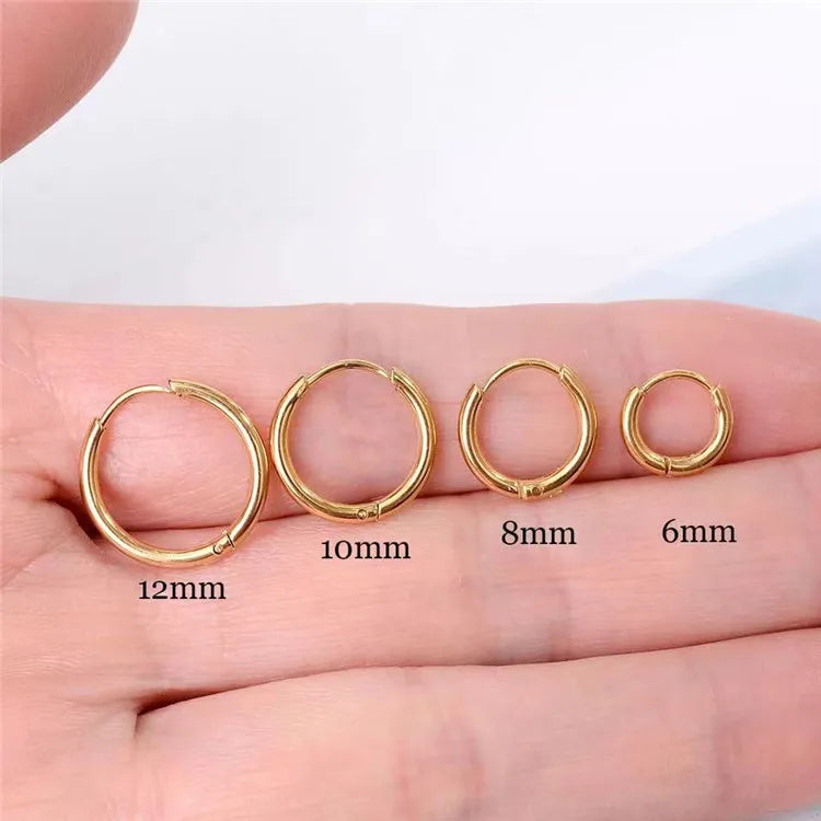 SP Trendy Simple Hoop Earrings Fashion Stainless Steel 18K Gold Plated Jewelry Hypoallergenic Hoop Earrings