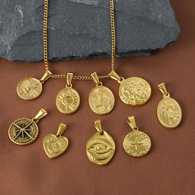 Wholesale 18K Gold Plated Stainless Steel Religious Jesus Sun Virgin Mary Charms for Children's Jewelry Making Men's Jewelry