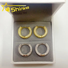 Ready to Ship Hip Hop Hoop Earrings Pass Diamond Tester 925 Sterling Silver Men Women Moissanite Earrings