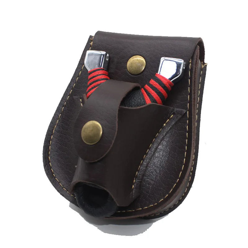 SYQT High Quality Multifunctional Outdoor Slingshot Foreskin Steel Ball Mud Pill PU Leather Large Capacity Dual Use Bag