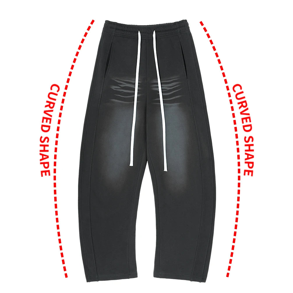 Curved Shape Leg Twisted Jean Pour Homme Drawstring Baggy Pant Pantalones Baggy Uomo Pantalon Balaise Pour Homme Joggers Men