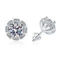 Real D Color 1 Carat Moissanite Pedal Thread Stud Earrings 925 Sterling Silver Wedding Engagement Bride Luxury 18K Jewelry
