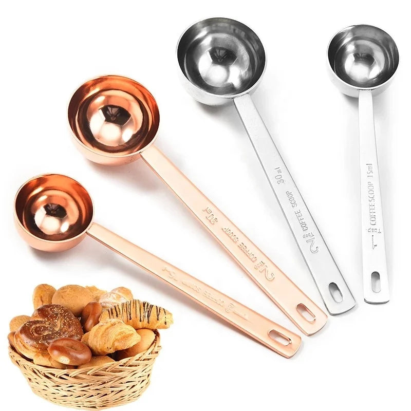 Stainless Steel Coffee Scoop 1/2 Tablespoon Measuring Spoon 15/30ml Metal Long Handled Coffee Measuring Spoons