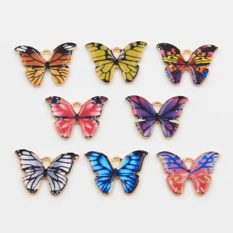 Diy Jewelry Accessories 1 Butterfly Drop Oil Alloy Pendant Bracelet Necklace Earrings Hair Ornament Small Pendant