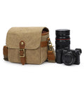 Best Small Brown Waterproof Vintage Retro Travel Waxed Canvas Dslr Camera Over the Shoulder Bag with Inserts Dividers