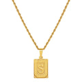 New 2022 PVD Fashion Jewelry Women 18K Gold Plated Rectangle Stainless Steel Pendant  Initial Necklace