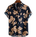 Summer New Short Sleeved Tops European Oversized Men's Loose Collar Full Printed Shirt Clothes