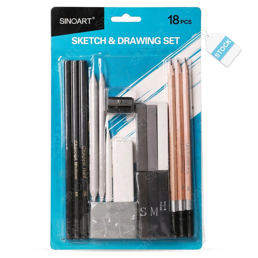 SINOART in Stock Sketch Pencil Set 18pcs Pencil Set Drawing Sketch Including 3 Charcoal Pencils